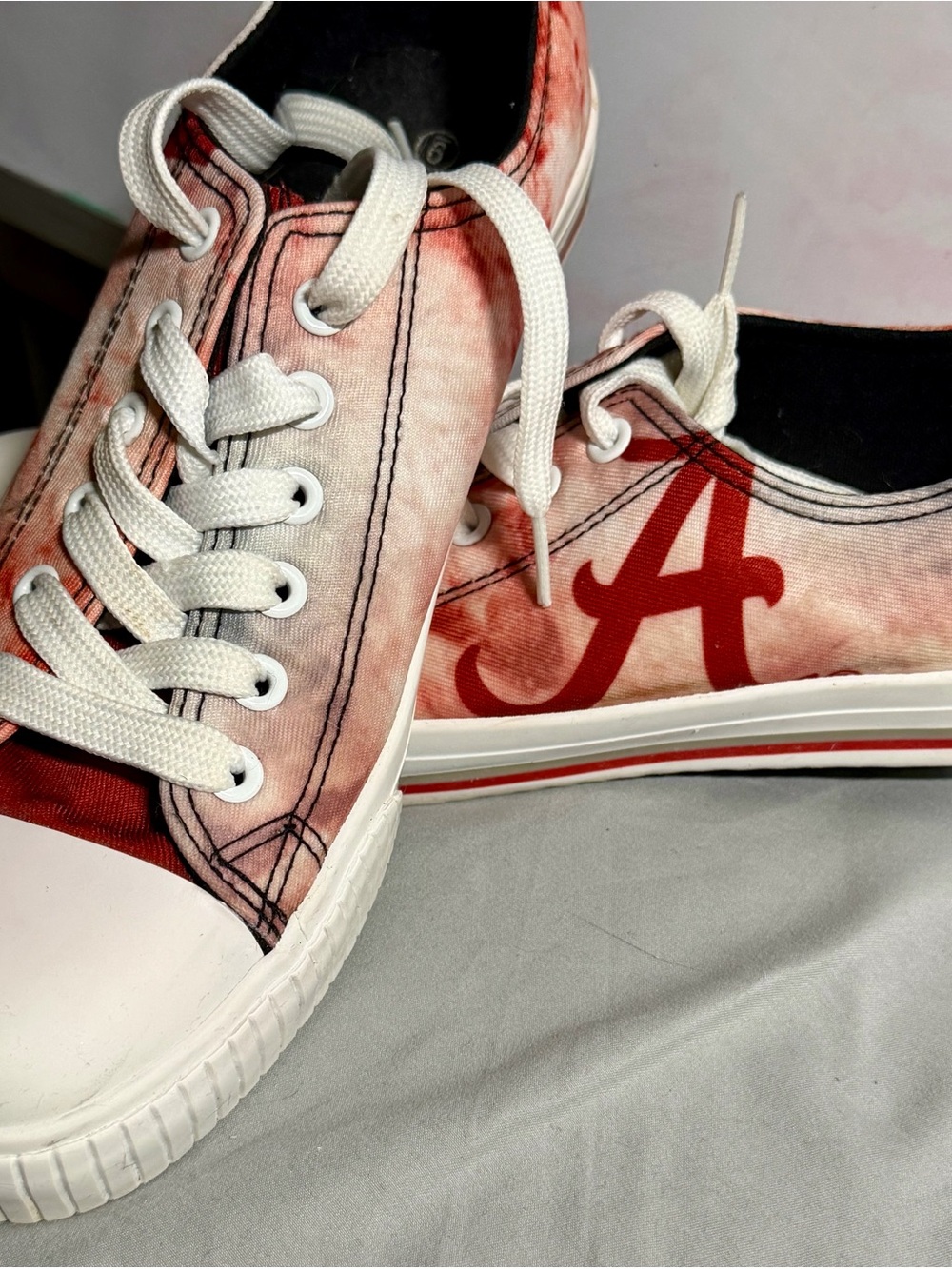 Alabama A Script Low-Top Sneaker in Red and White
